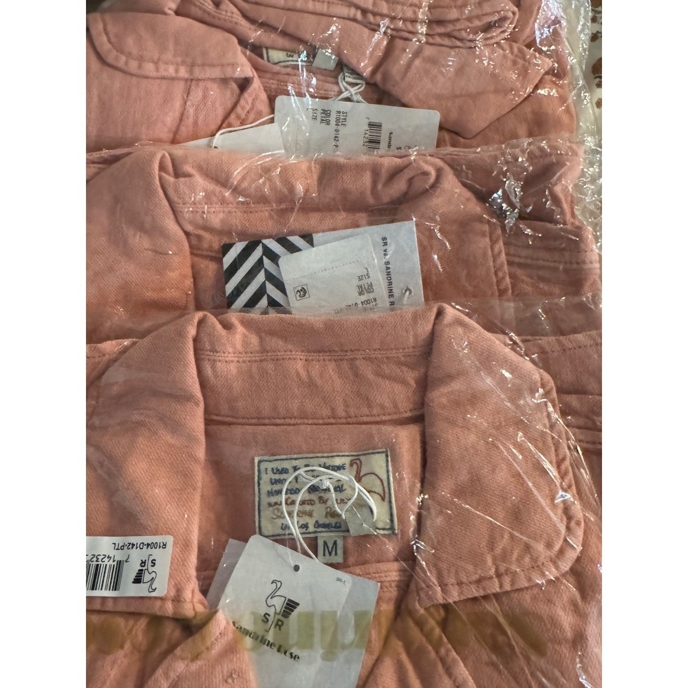 Sandrine Rose Petal Pink Cotton Linen Utility Jacket Blazer M - Picture 10 of 10